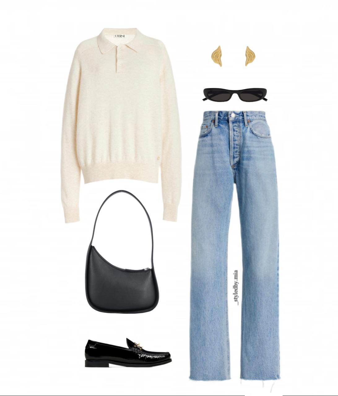 THE ROW Half Moon Black Leather Bag In Black Pld