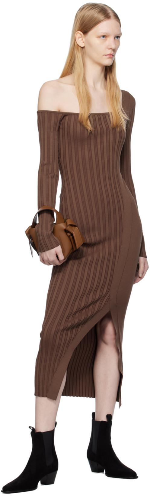 ELLEME Brown Asymmetric Midi Dress