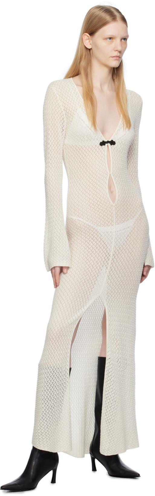 KIKI DE MONTPARNASSE Intime Stretch Silk Trimmed Thong In White