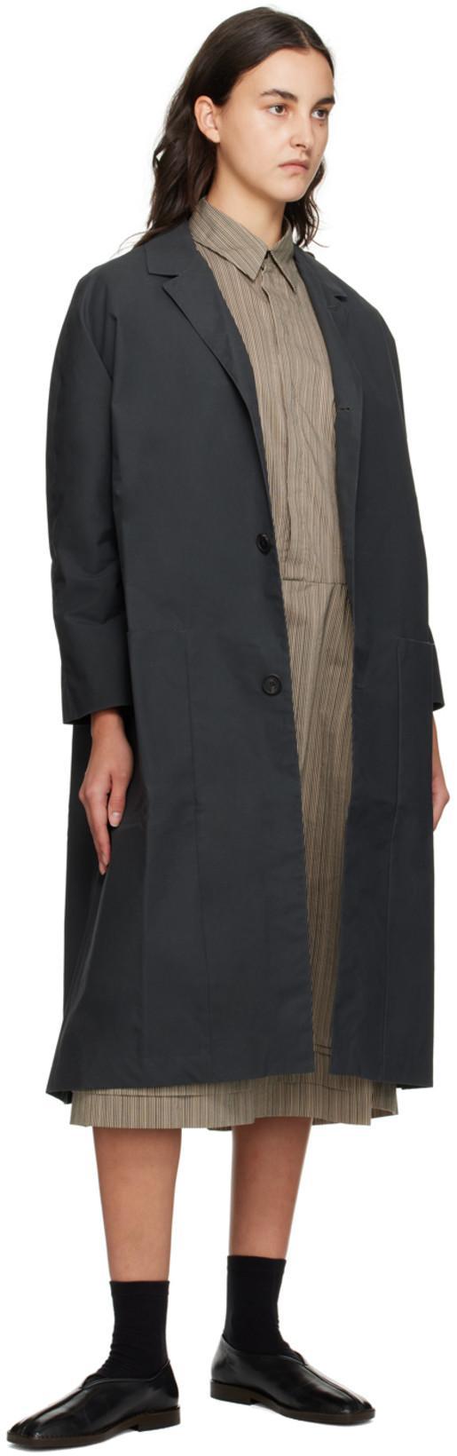 TOOGOOD Gray 'the Fishmonger' Coat In Wax Cotton Charcoal