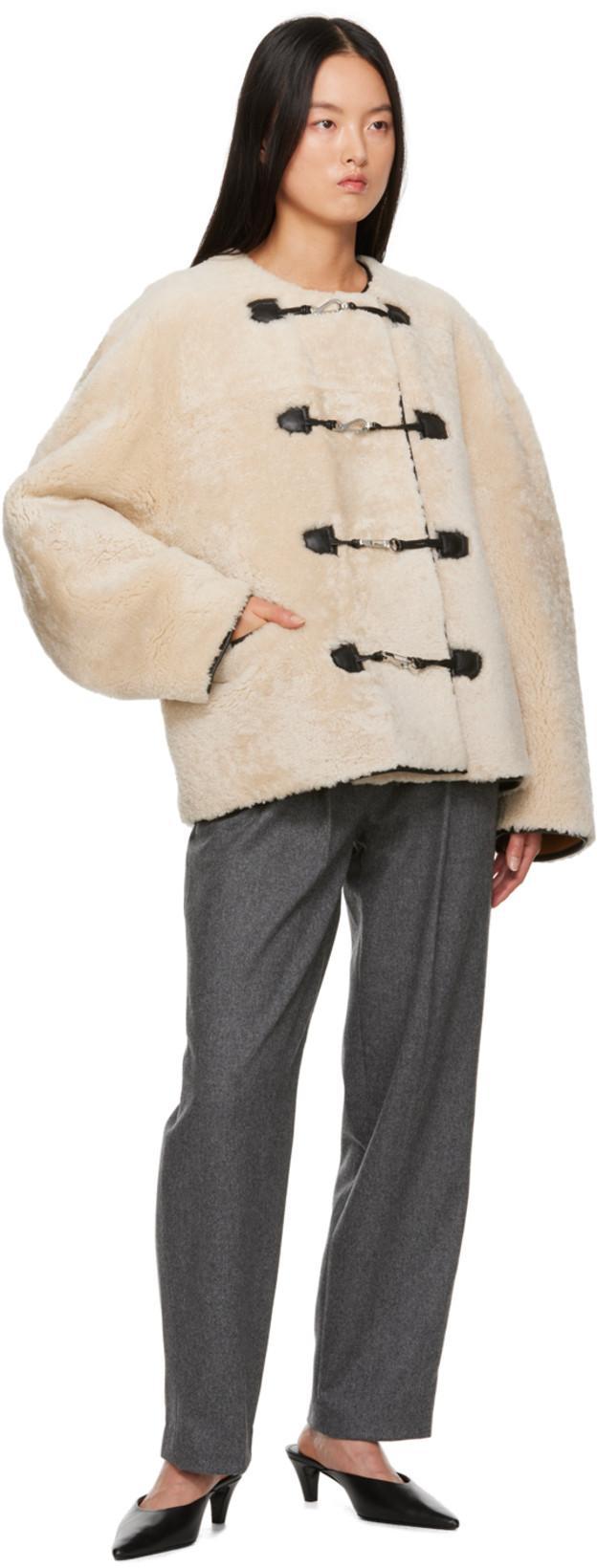 TOTÊME Teddy Shearling Clasp Jacket In Neutrals