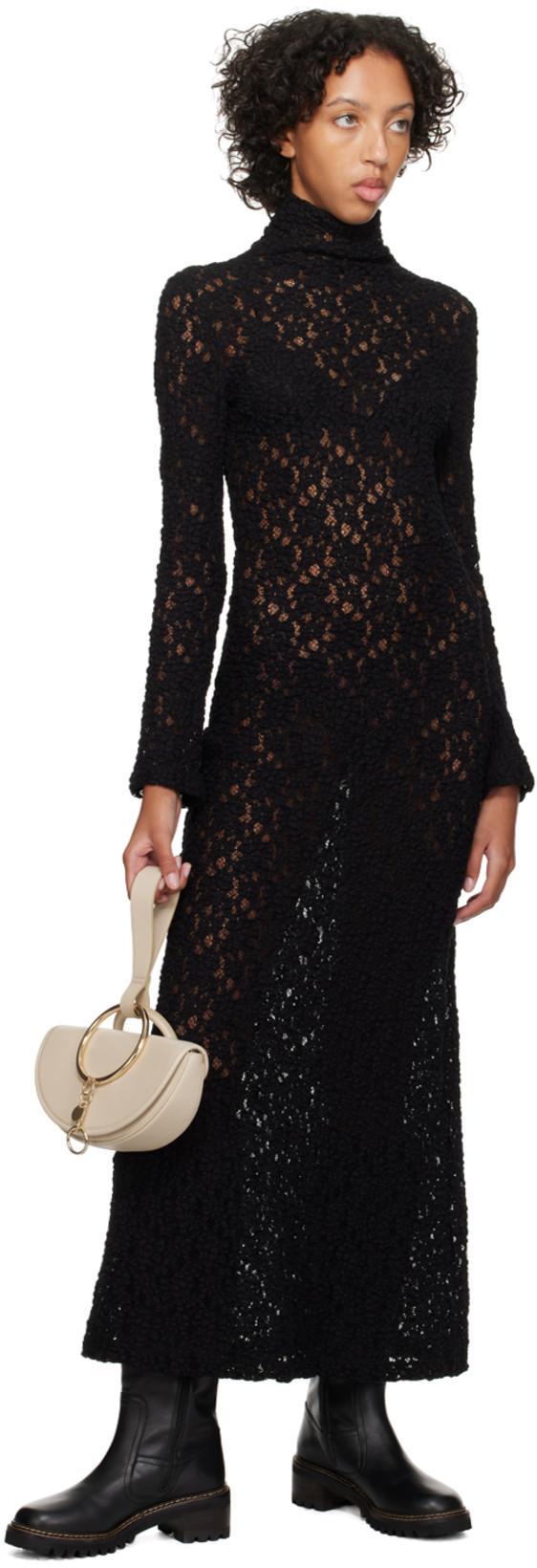 CHLOÉ Crocheted Cotton-blend Maxi Dress In Black