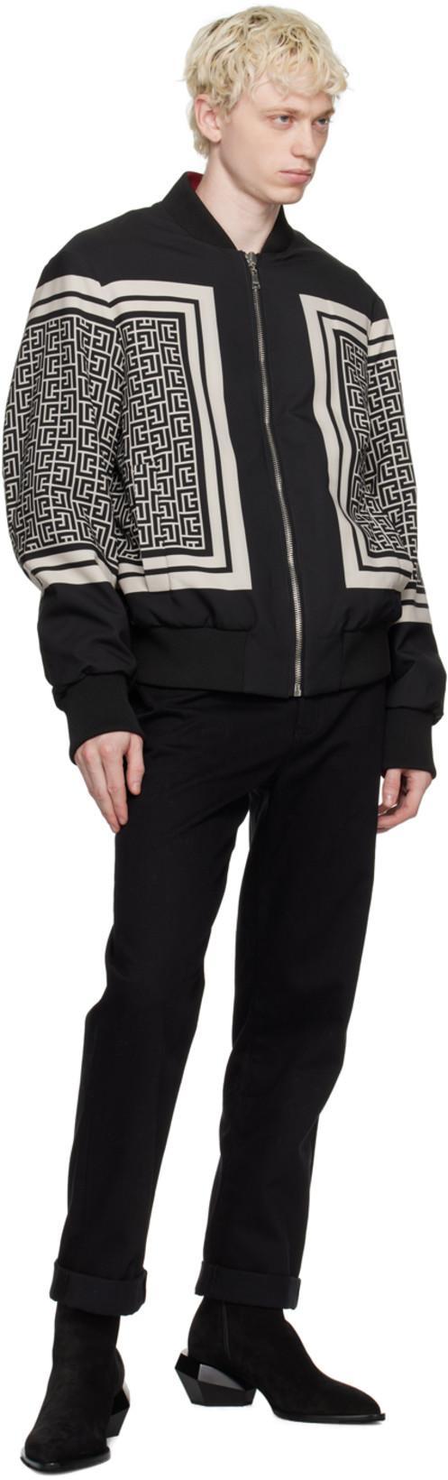 BALMAIN Monogram-print Reversible Bomber Jacket In Multi