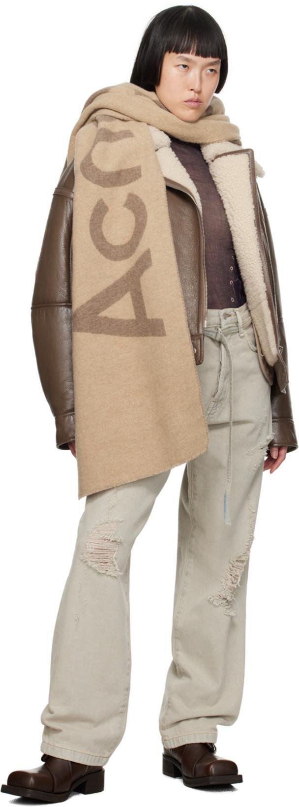 ACNE STUDIOS Lakota Shearling-trimmed Leather Biker Jacket In Brown Light Camel