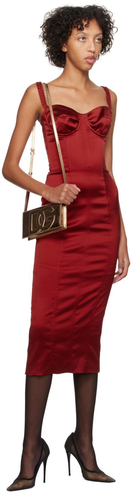 DOLCE & GABBANA Women Red Dress With Bustier Design And Ruffled Details In Fabric Woman In Multi