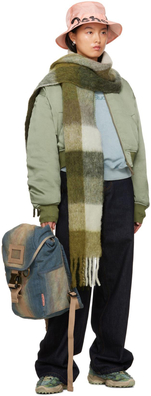 ACNE STUDIOS Wool Mohair Check Scarf Scarves And Foulards Multicolor In Brown