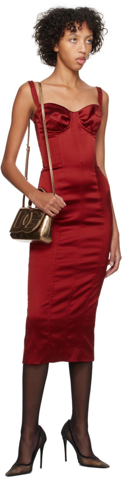 DOLCE & GABBANA Women Red Dress With Bustier Design And Ruffled Details In Fabric Woman In Multi