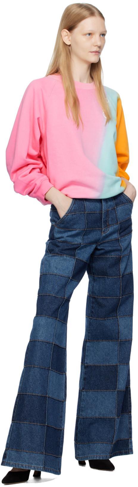 CHLOÉ Patchwork High-rise Wide-leg Jeans In Multi