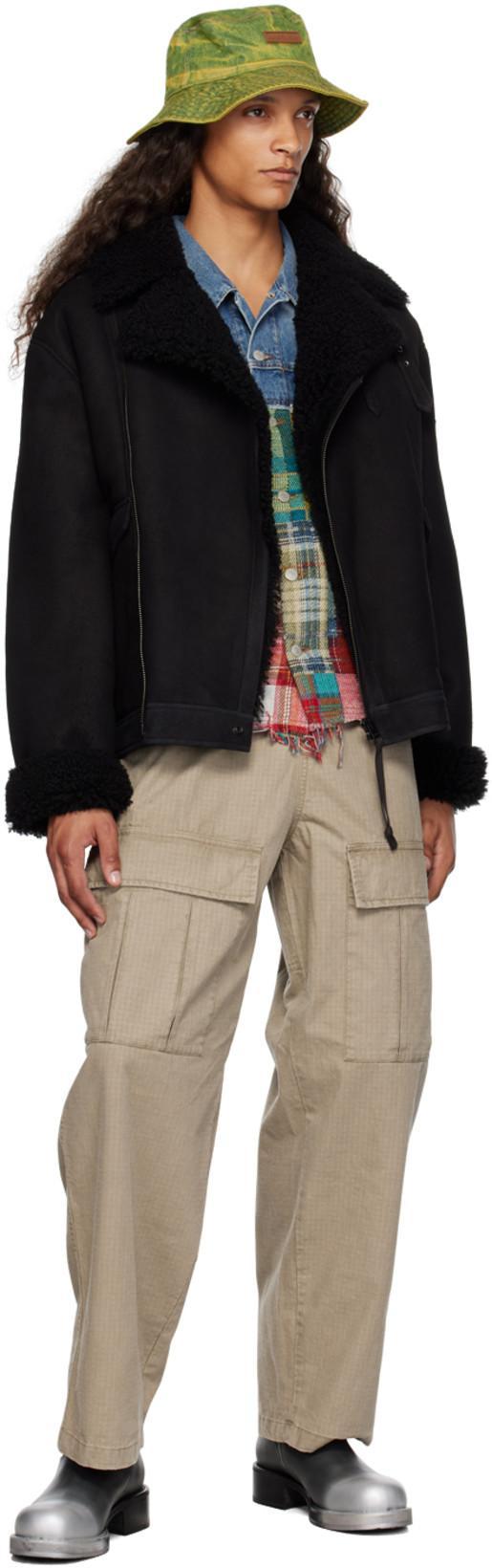 ACNE STUDIOS Denim Tartan Patchwork Vest In Mid Blue