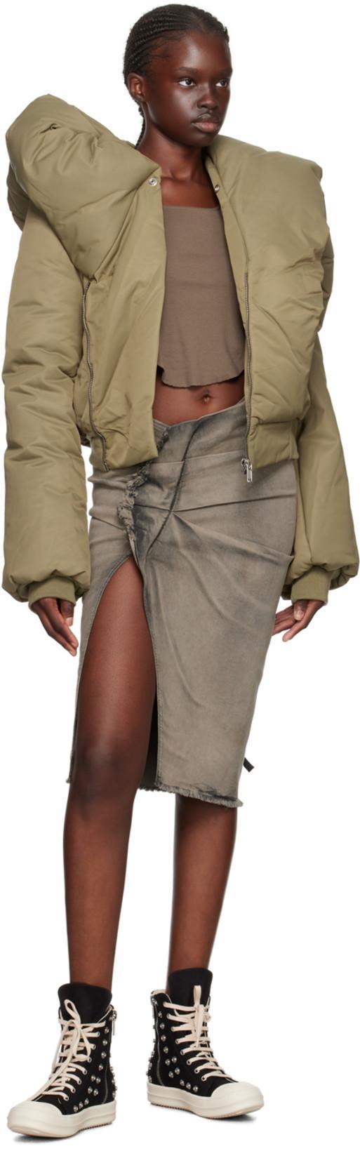 RICK OWENS DRKSHDW Green Doll Bomber Jacket In 2543 Pale Green/mau