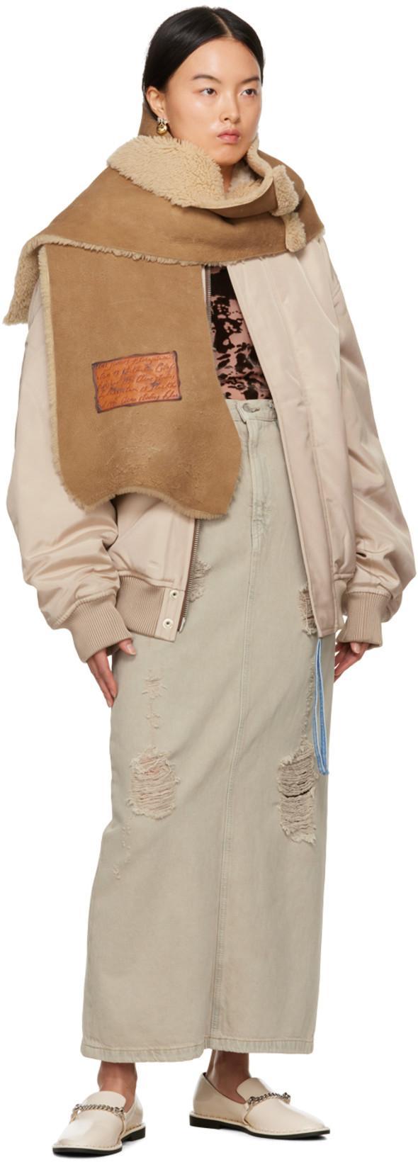 ACNE STUDIOS Womens Beige Grey Distressed Slip-pocket Denim Maxi Skirt In Beige/grey