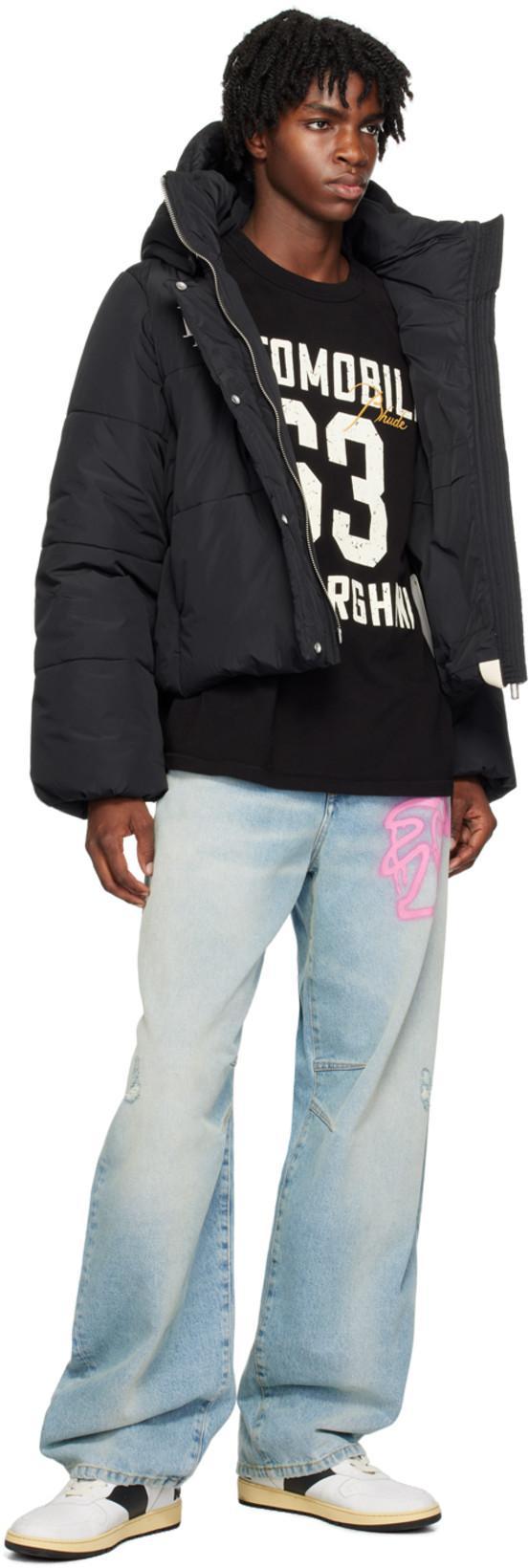 RHUDE Lamborghini Logo-embroidered Nylon Hooded Padded Jacket In Black