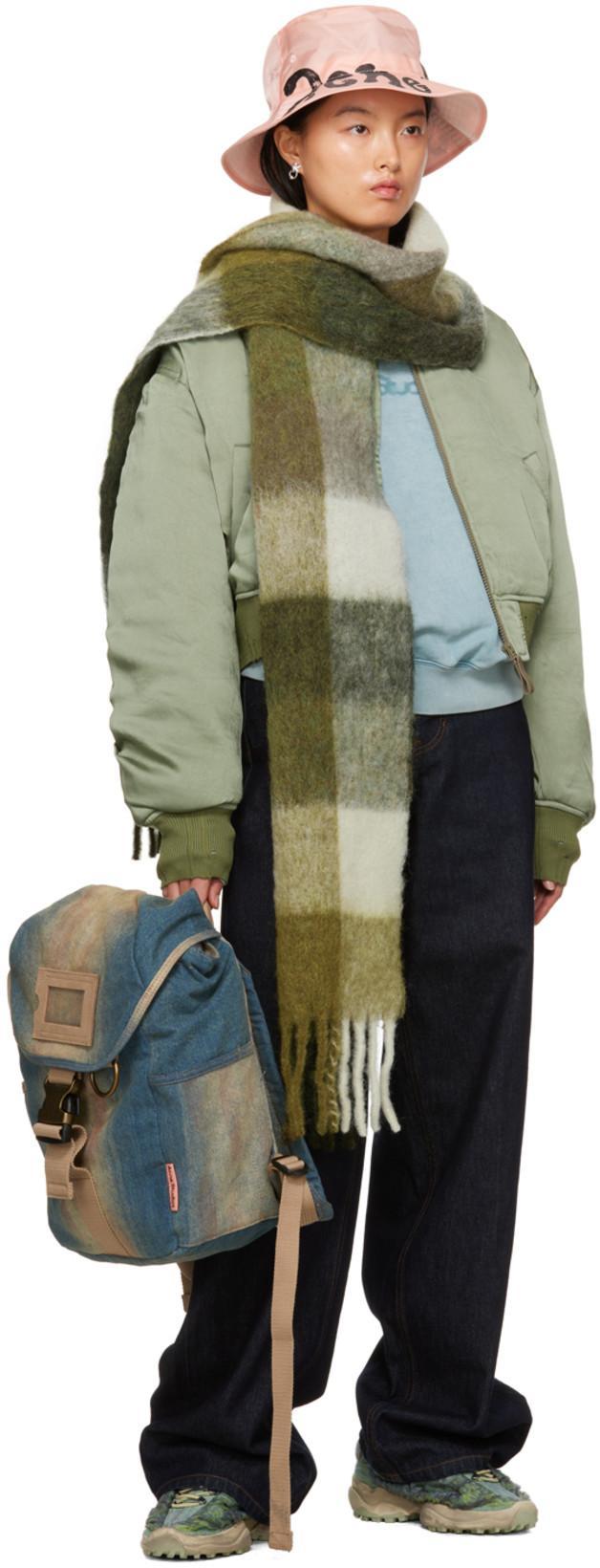ACNE STUDIOS Wool Mohair Check Scarf Scarves And Foulards Multicolor In Brown