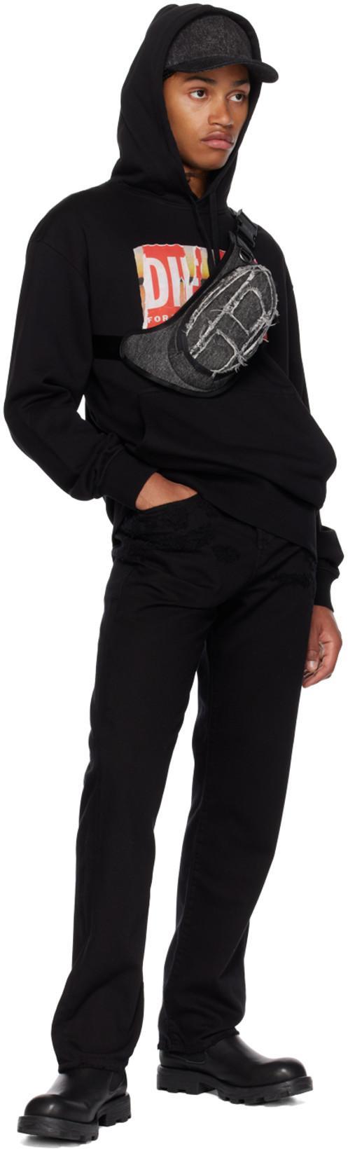 DIESEL D-macro Black Wide Leg Jeans