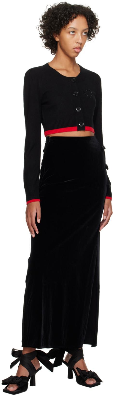 GANNI Long Sleeve O-neck Cropped Cardigan In Black