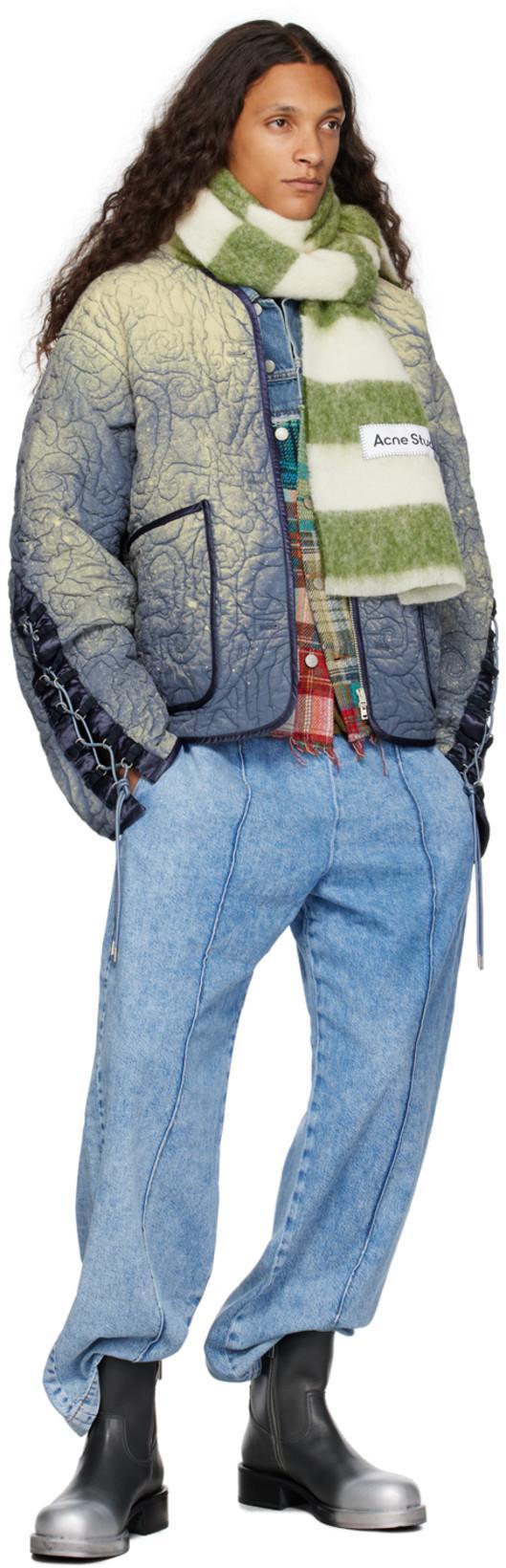 ACNE STUDIOS Denim Tartan Patchwork Vest In Mid Blue