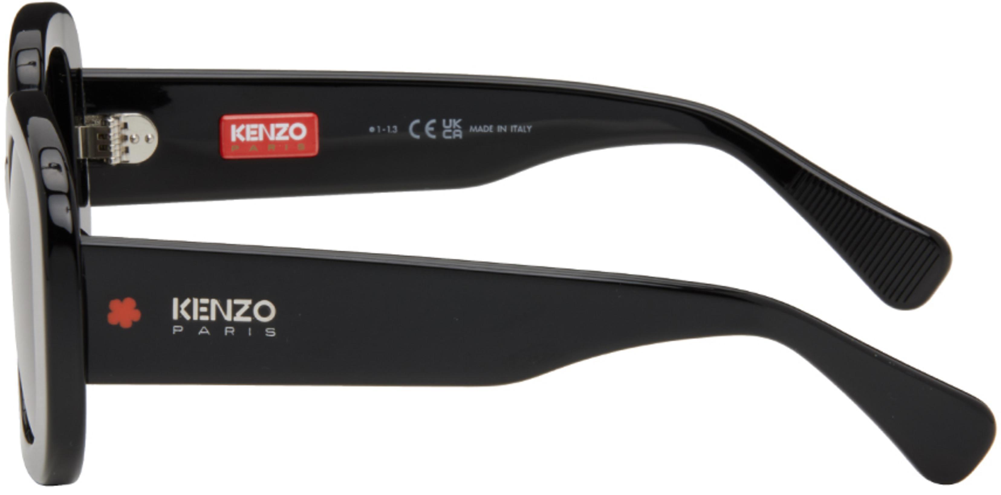 KENZO Black  Paris Boke Flower Sunglasses In Shiny Black /smoke