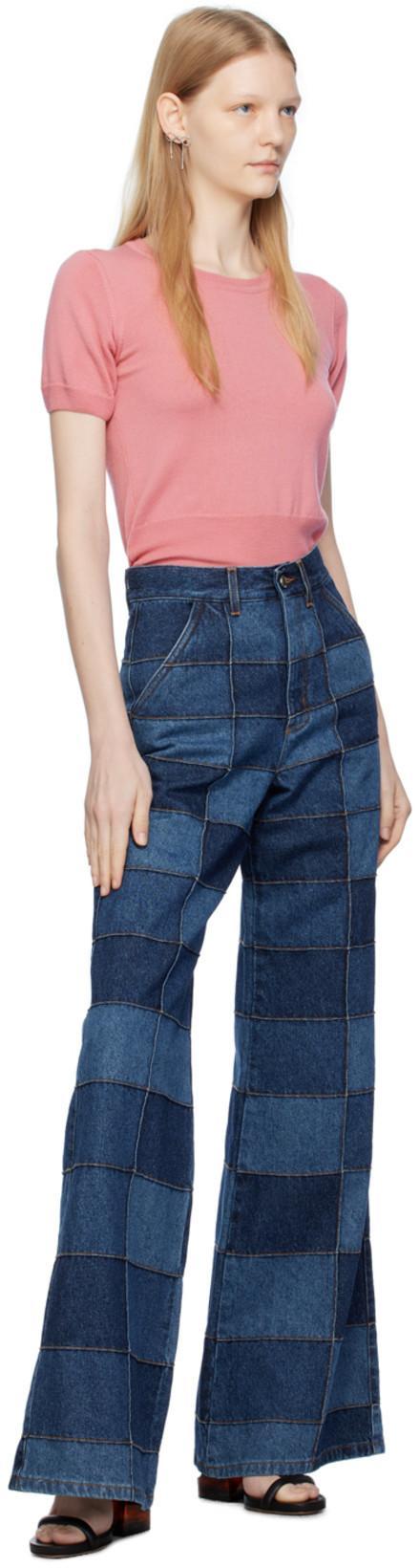 CHLOÉ Patchwork High-rise Wide-leg Jeans In Multi