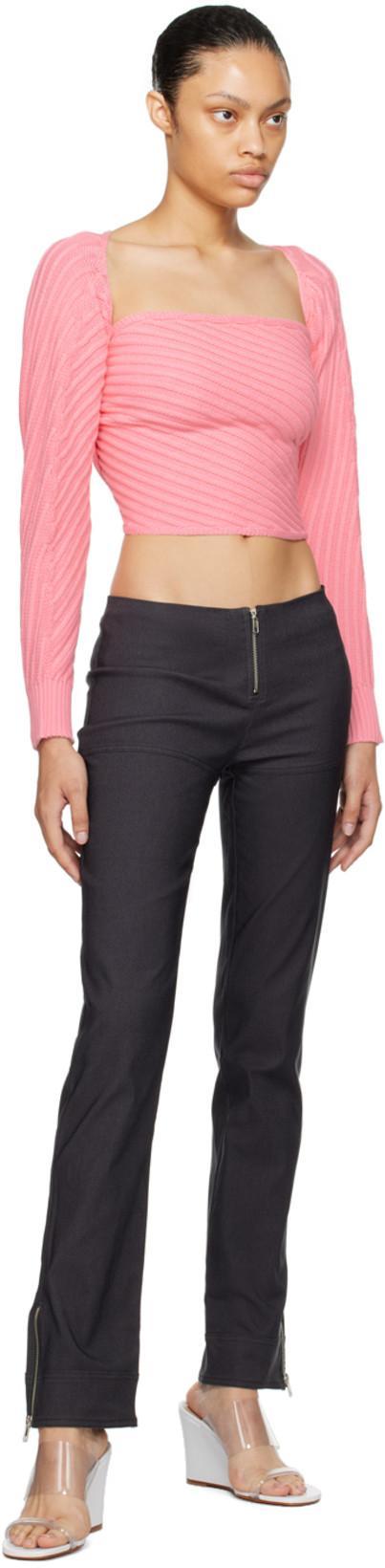 GIMAGUAS Marianne Mangas Ribbed-knit Jumper In Pink