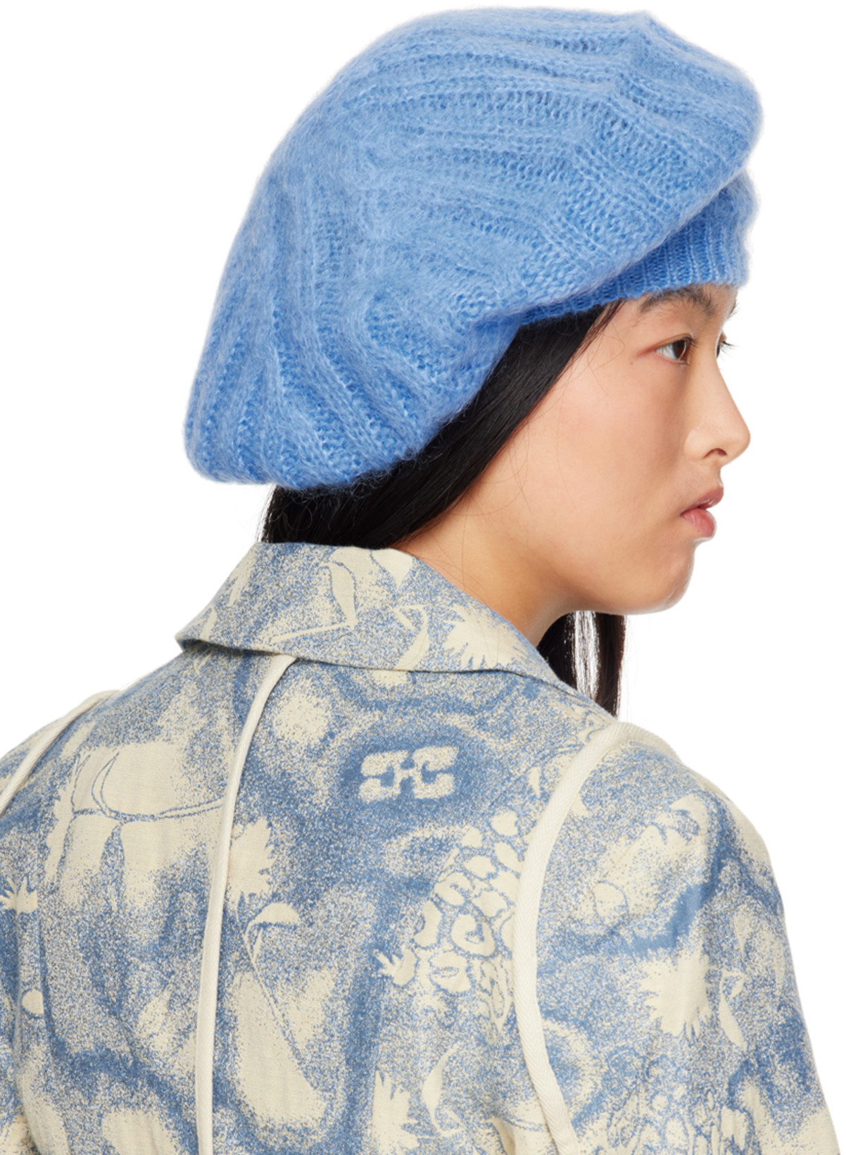 GANNI Sleeveless Stretch Jacquard Top In Sky Blue