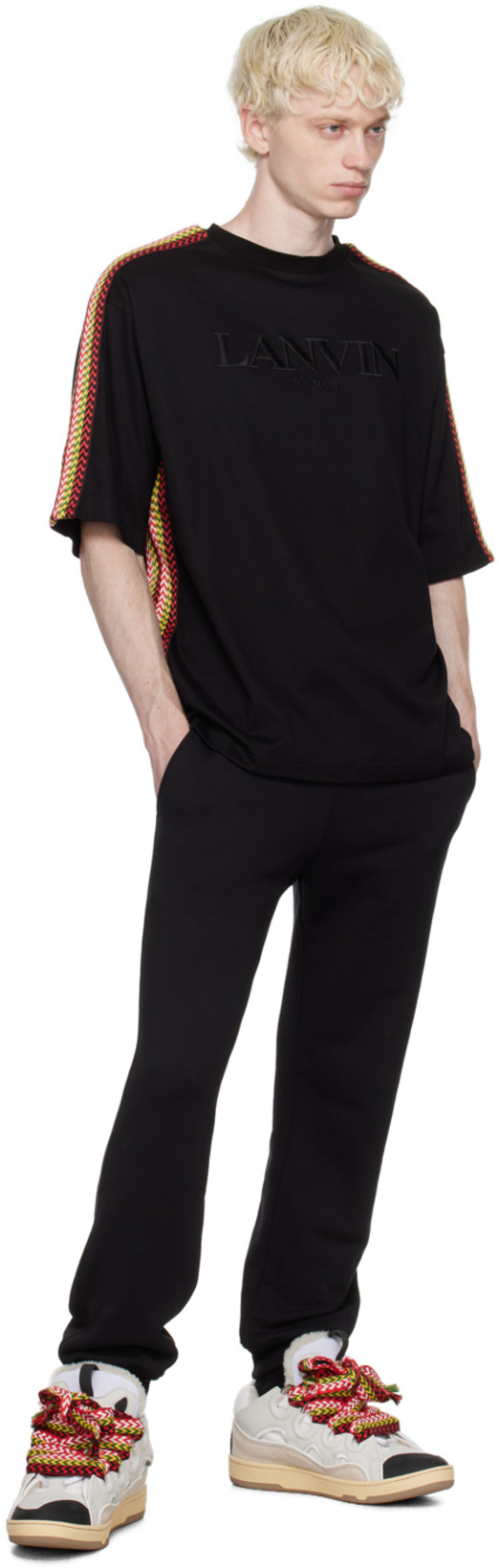 LANVIN Leather Sneakers With Unique Lacing System In Multi