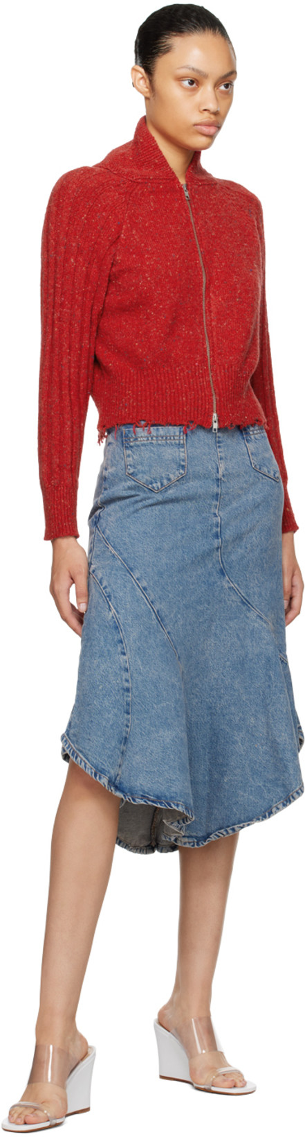 GIMAGUAS Diana Asymmetric Panelled Denim Skirt In Blue