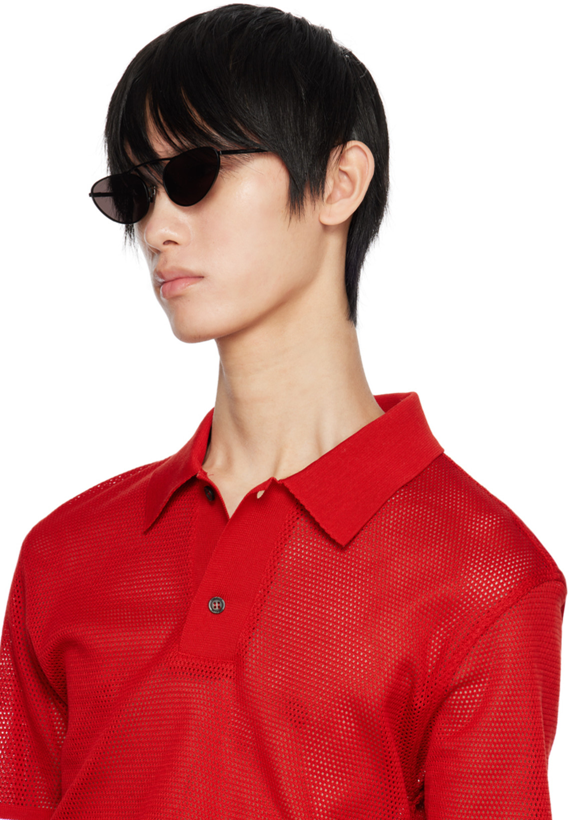 FERRAGAMO Red Spread Collar Polo