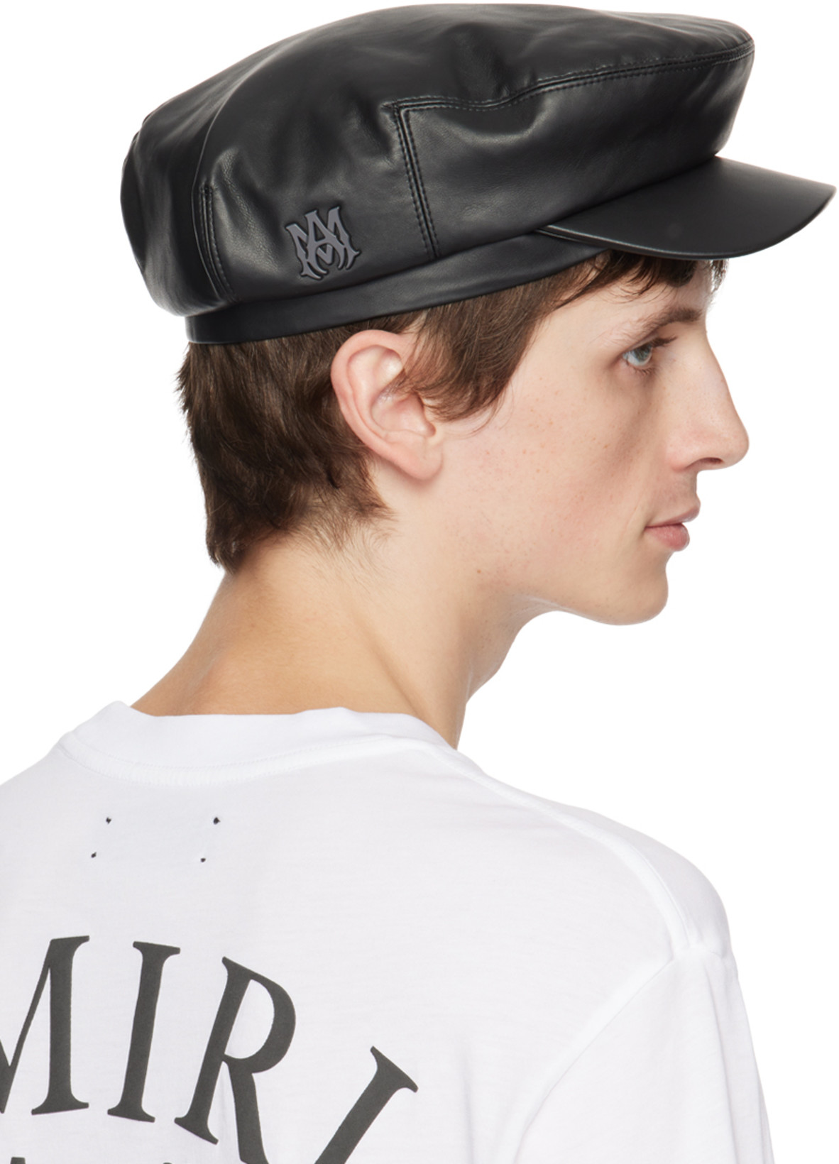 AMIRI White Crewneck T-shirt With Logo Print On The Front In Gray