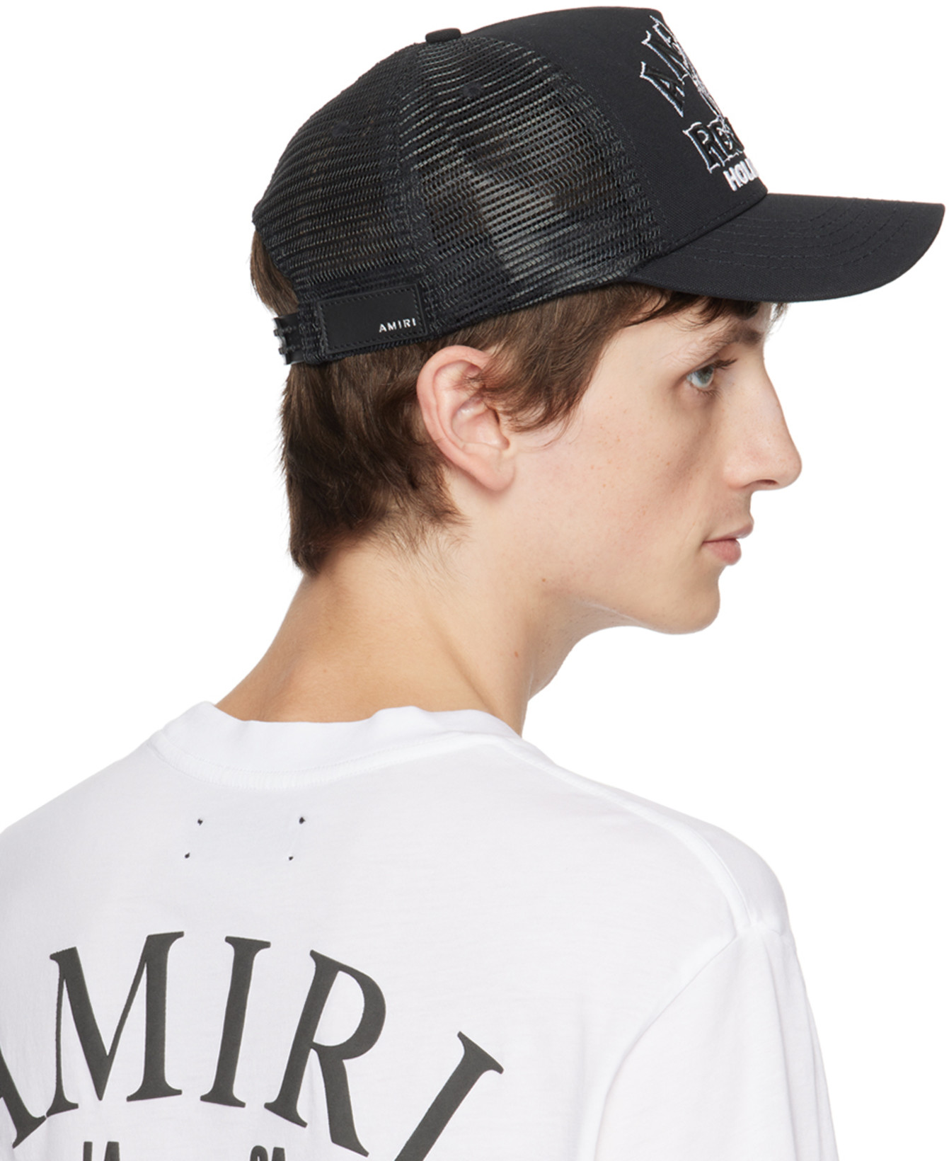 AMIRI White Crewneck T-shirt With Logo Print On The Front In Gray