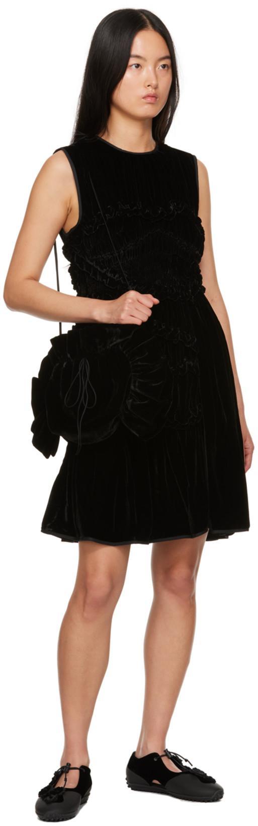 CECILIE BAHNSEN Uki Ruffled-trim Velvet Dress In Black