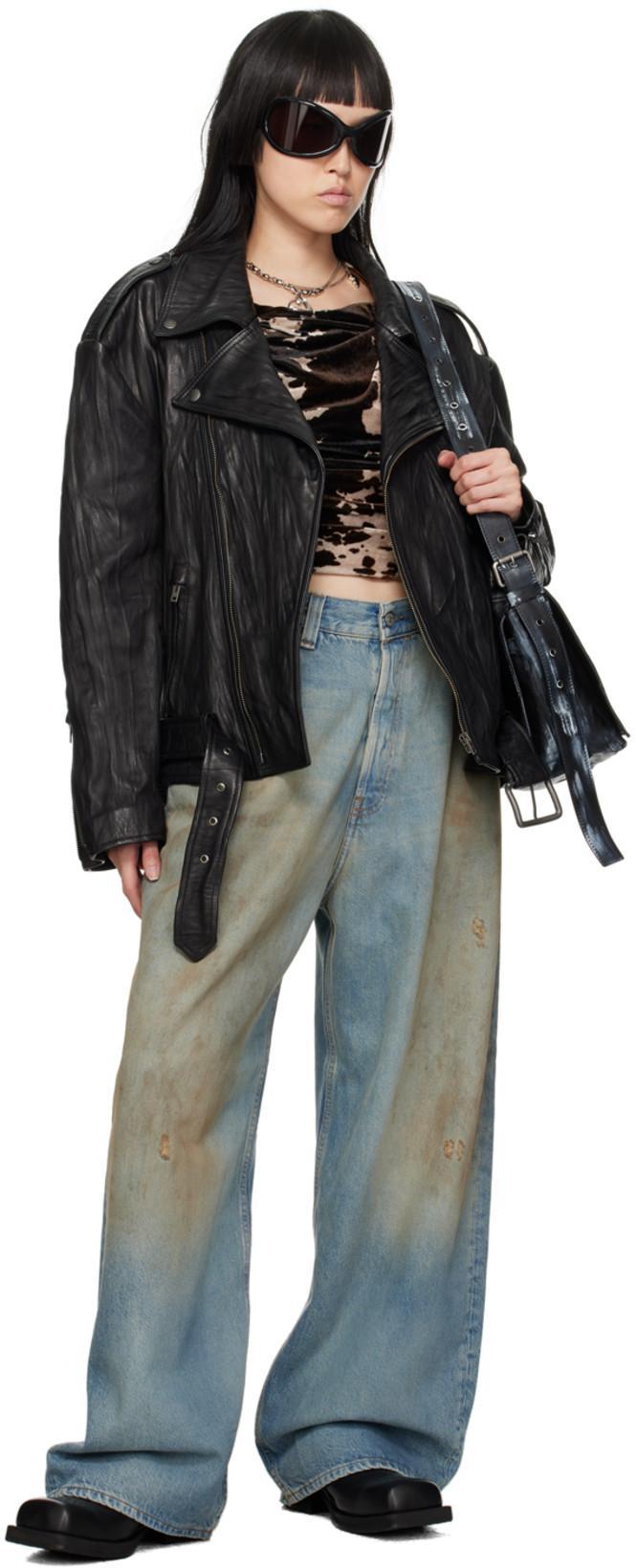 ACNE STUDIOS Crinkled Leather Jacket In Black