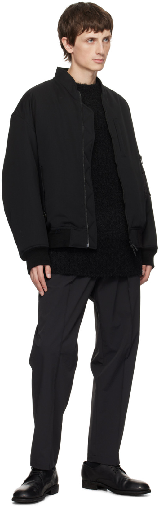 TH PRODUCTS Black 3d Collar Bomber Jacket