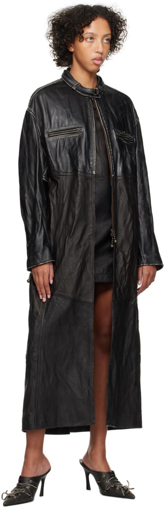 ACNE STUDIOS Long Leather Coat In Black