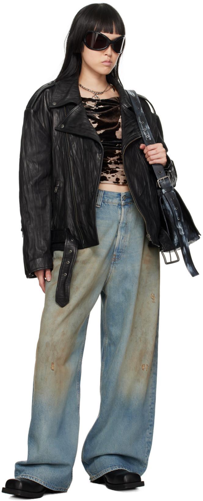 ACNE STUDIOS Crinkled Leather Jacket In Black