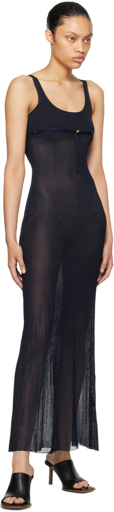 JACQUEMUS Navy Le Chouchou 'la Robe Maille Oranger' Maxi Dress In Grey