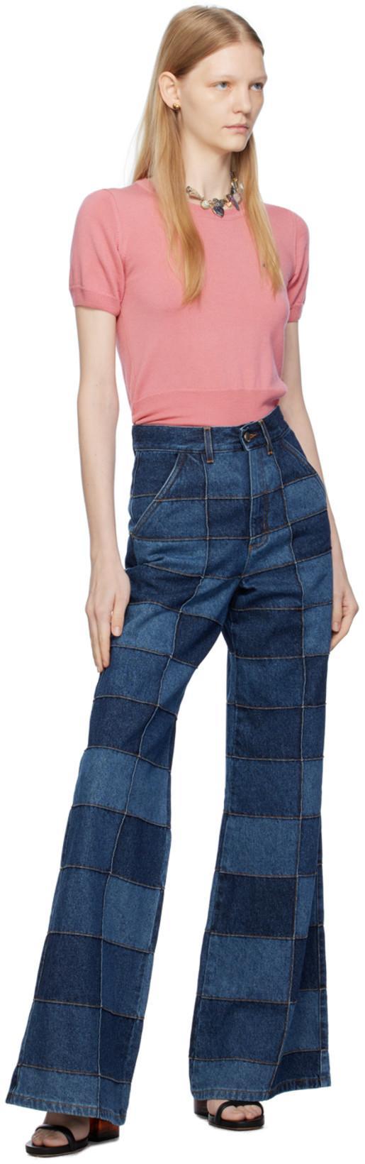 CHLOÉ Patchwork High-rise Wide-leg Jeans In Multi