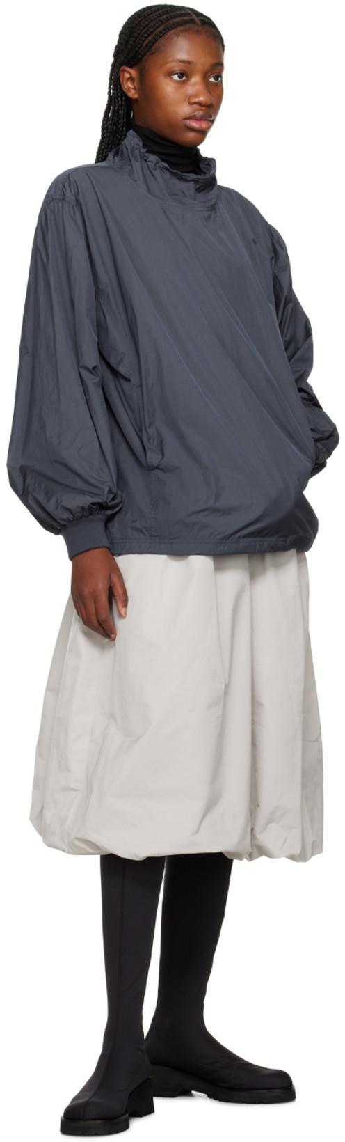 AMOMENTO Drawstring-neck Lightweight Jacket In Charcoal