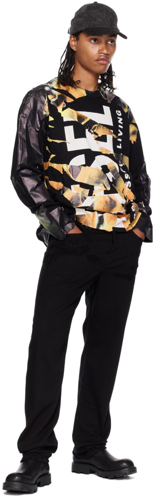 DIESEL D-macro Black Wide Leg Jeans