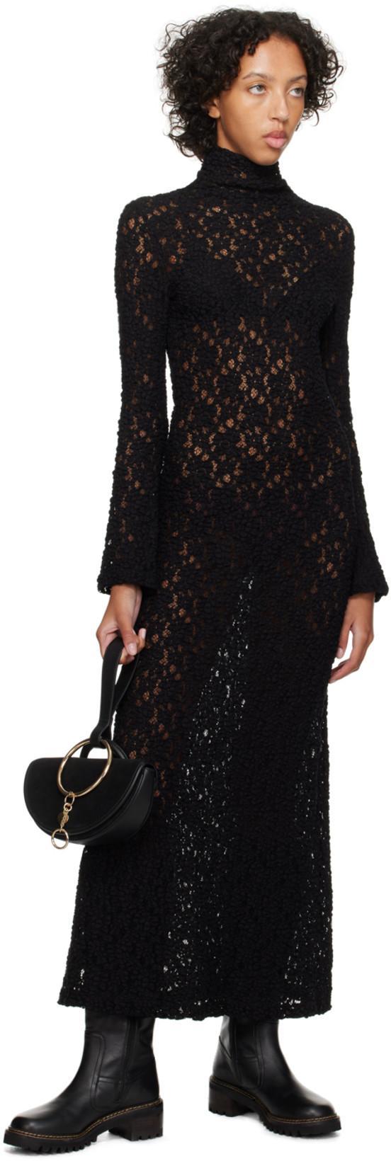 CHLOÉ Crocheted Cotton-blend Maxi Dress In Black