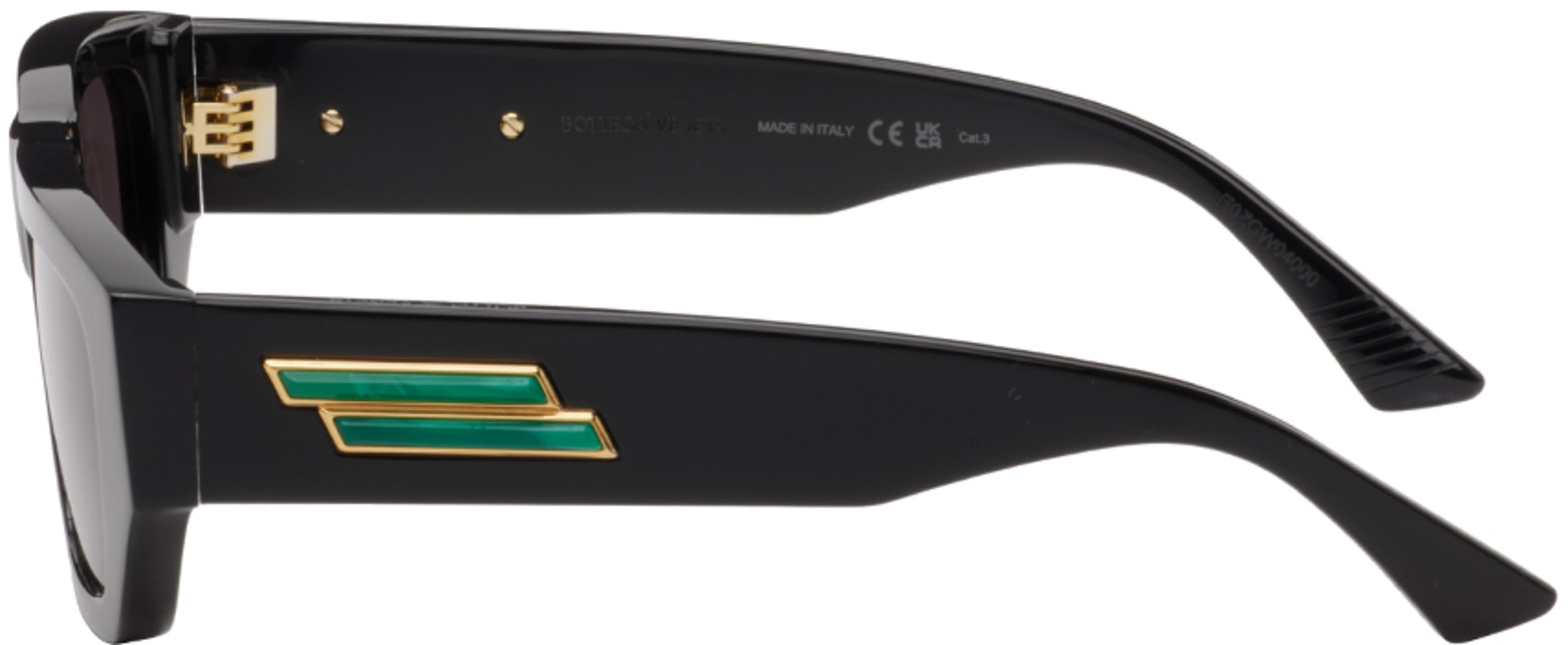 BOTTEGA VENETA Black Bolt Stone-effect Rectangle-frame Sunglasses