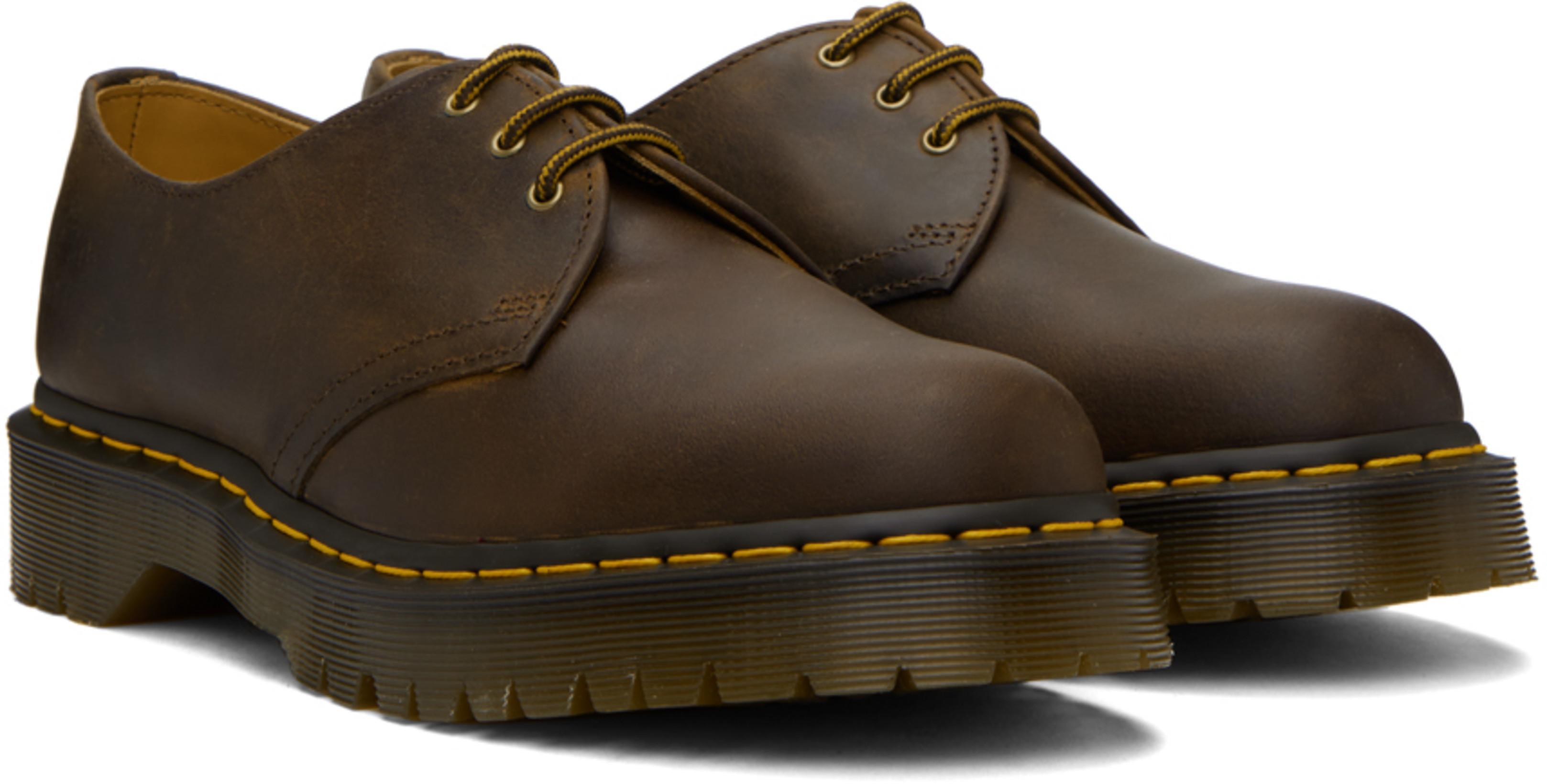 DR. MARTENS Brown 1461 Bex Derbys In Dark Brown Crazy Hor