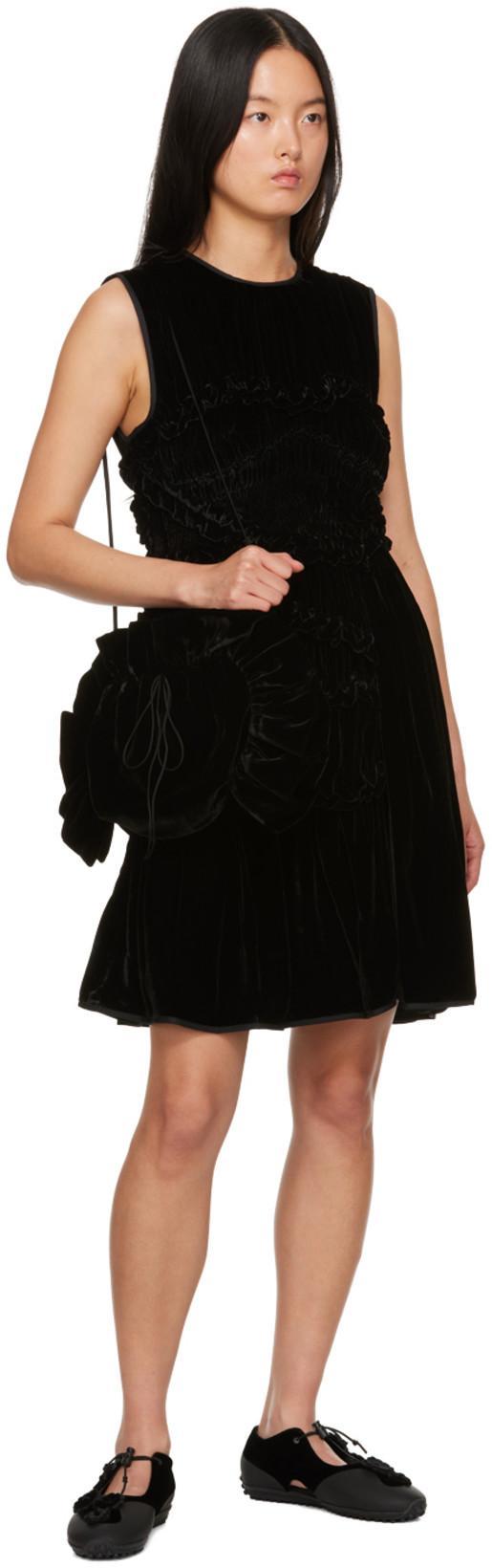 CECILIE BAHNSEN Uki Ruffled-trim Velvet Dress In Black
