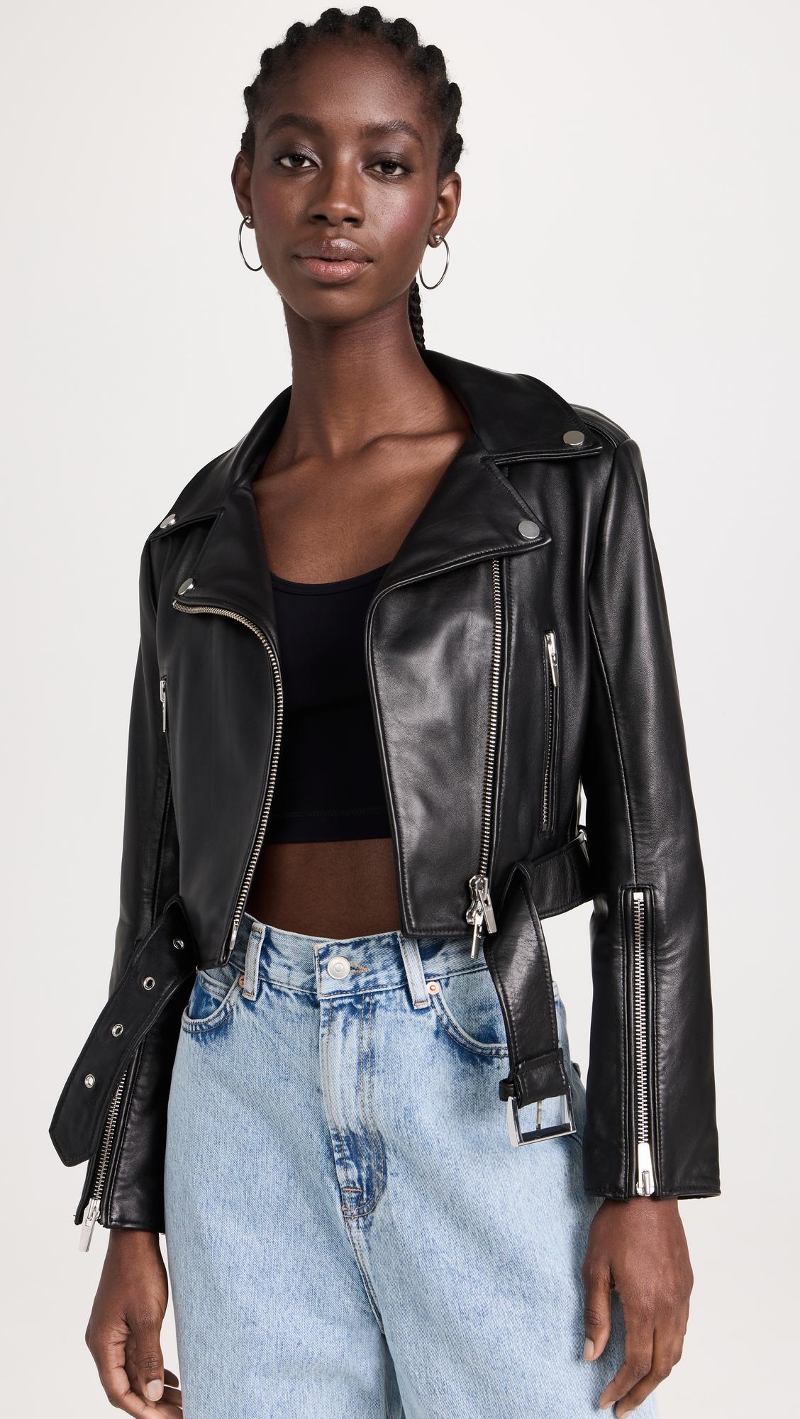 FRAME Recycled Leather Le High 'n' Tight Skirt Noir