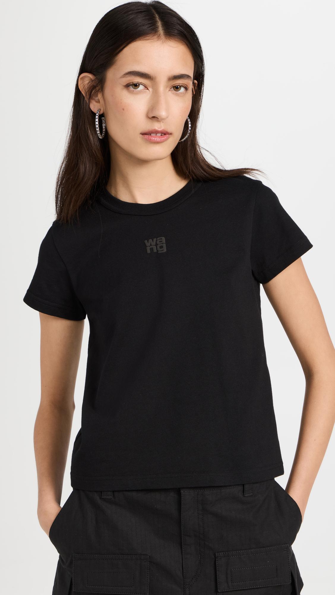 ALEXANDER WANG Cotton T-shirt With Logo In Nero