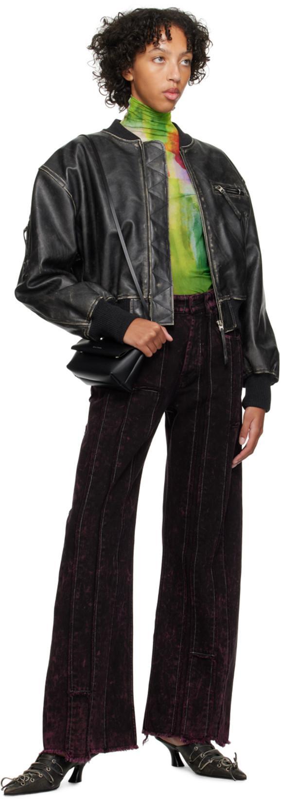 ACNE STUDIOS Aged Leather Bomber Jacket With Distressed Treatment In Black