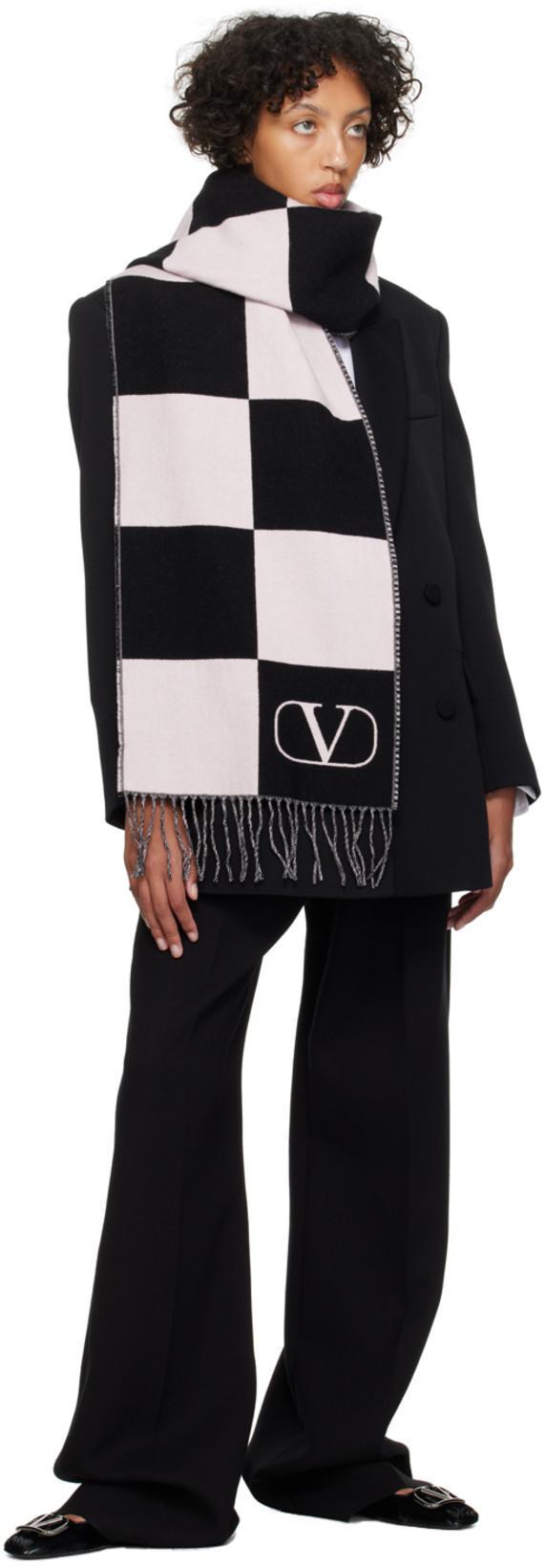 VALENTINO All-over Monogram Virgin Wool And Silk Double Breasted Blaze In Black