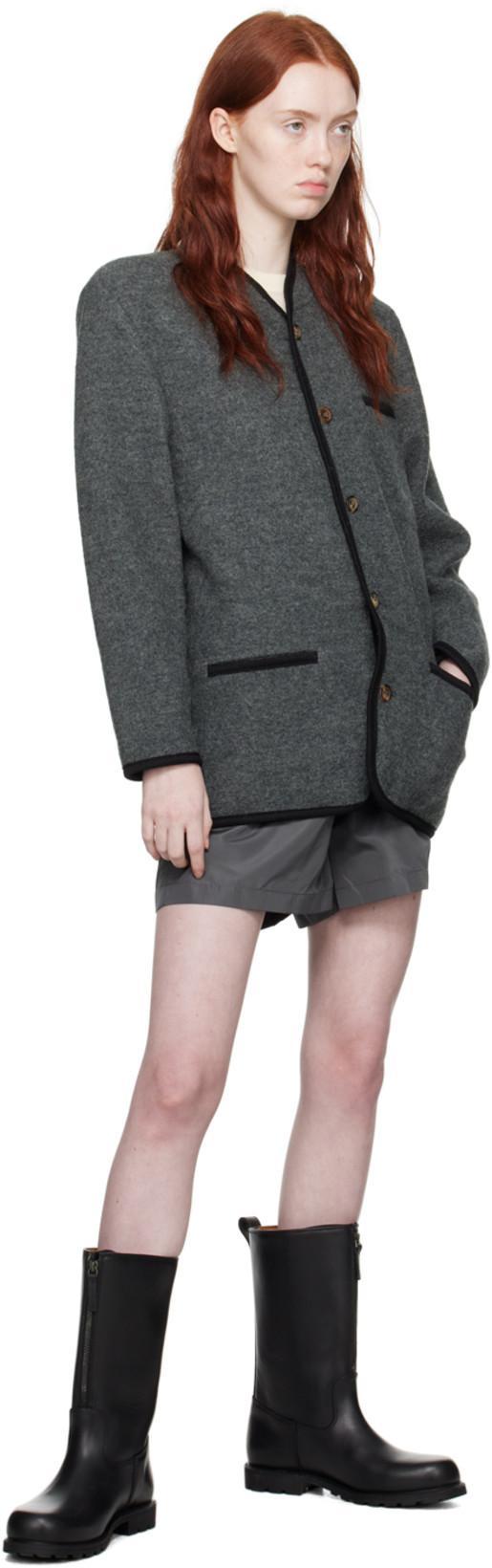 RIER Gray Drawstring Shorts In Plombe Silk