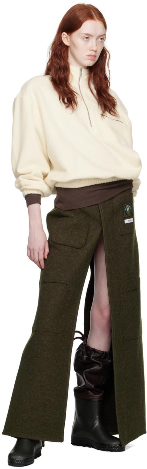 RIER Khaki Utility Maxi Skirt In Moss Felted