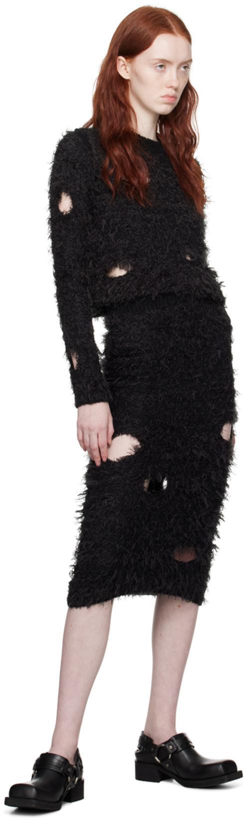 ACNE STUDIOS Black Cutout Midi Skirt In 900 Black