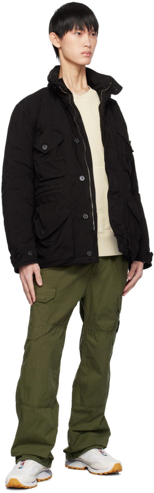 STONE ISLAND Ivory Ribbed Knit Sweater With Crew Neckline In Multi